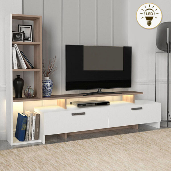 Σύνθεση τηλεόρασης Simal Megapap με LED χρώμα λευκό – cordoba 168,2×31,3×120εκ.