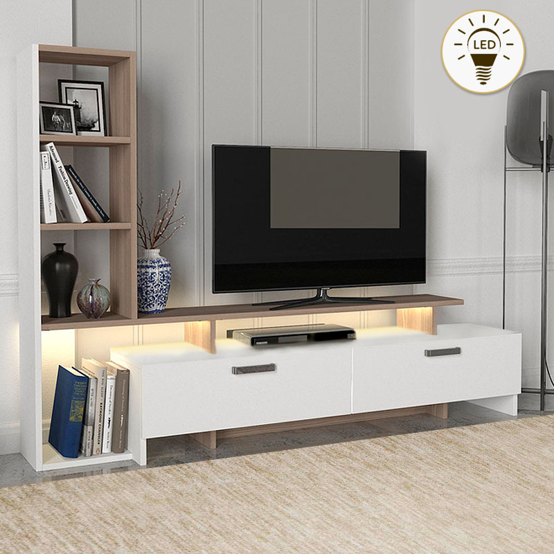 Σύνθεση τηλεόρασης Simal Megapap με LED χρώμα λευκό – cordoba 168,2×31,3×120εκ.