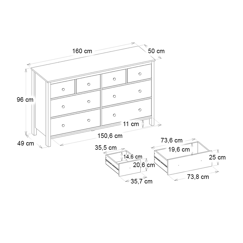 Συρταριέρα - Μπουφές Sabina Megapap χρώμα sepet oak 160x50x96εκ. - Image 6