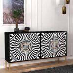 Μπουφές Gradel Megapap χρώμα μαύρο – ασπρόμαυρο 150x35x83,6εκ.