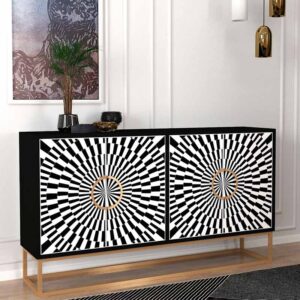 Μπουφές Gradel Megapap χρώμα μαύρο - ασπρόμαυρο 150x35x83,6εκ.