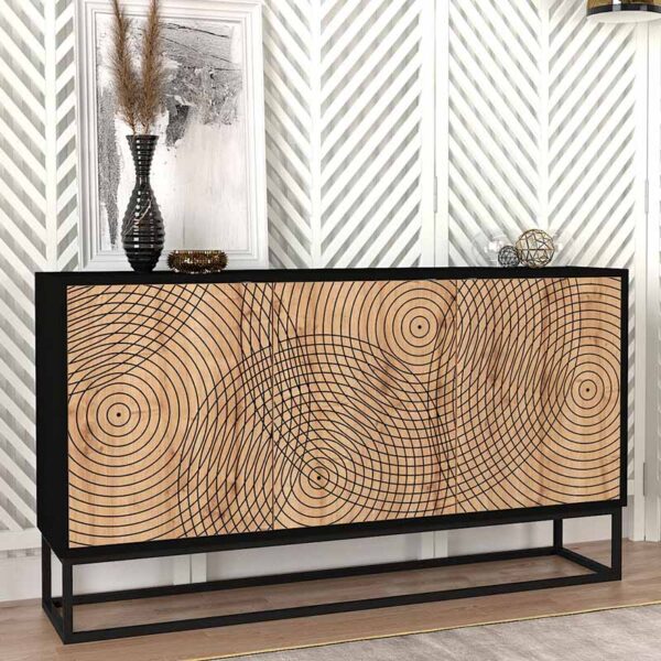 Μπουφές Themis Megapap χρώμα μαύρο – sapphire oak 150x35x83,6εκ.
