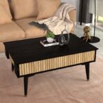 Τραπεζάκι σαλονιού Bolea Megapap χρώμα modern black – φυσικό οξιάς 90x60x38,6εκ.