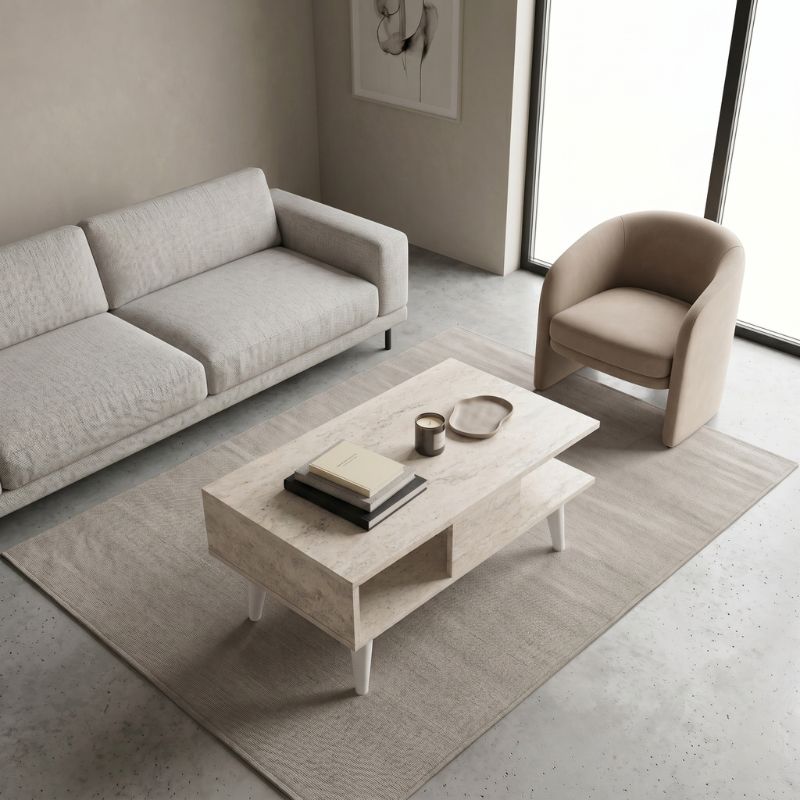 Τραπεζάκι σαλονιού Andros Megapap χρώμα travertine 90x54x39,6εκ. - Image 2