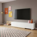Έπιπλο τηλεόρασης Enstey Megapap επεκτεινόμενο χρώμα sapphire oak – λευκό 260×41,8×33,5εκ.