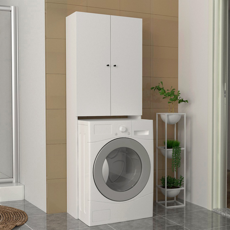 Έπιπλο πλυντηρίου Romme Megapap χρώμα λευκό 65x27,1x180εκ. - Image 3