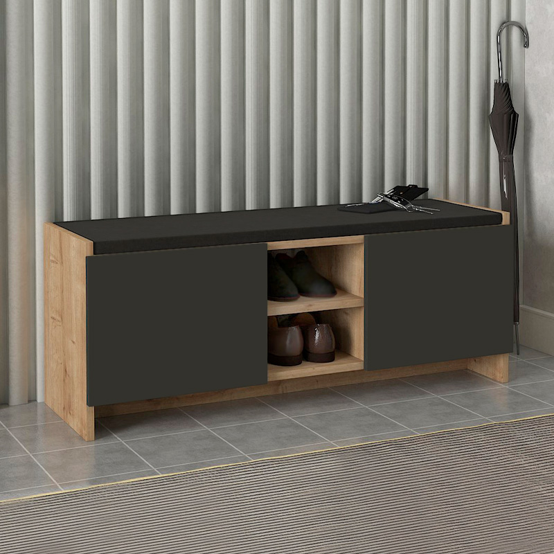 Παπουτσοθήκη Verly Megapap χρώμα sapphire oak – ανθρακί 110×33,2×43εκ.