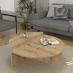Τραπεζάκι σαλονιού Nilvia Megapap χρώμα sapphire oak Ø85×35εκ.