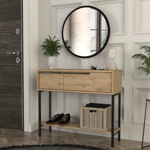 Κονσόλα με καθρέπτη Suzy Megapap χρώμα sepet oak 90×29,6×76εκ.