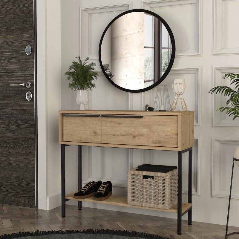 Κονσόλα με καθρέπτη Suzy Megapap χρώμα sepet oak 90×29,6×76εκ.