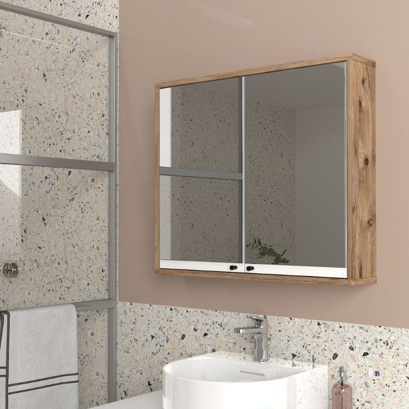 Καθρέπτης μπάνιου Lilian Μegapap χρώμα atlantic pine 75x14,6x65εκ. - Image 3