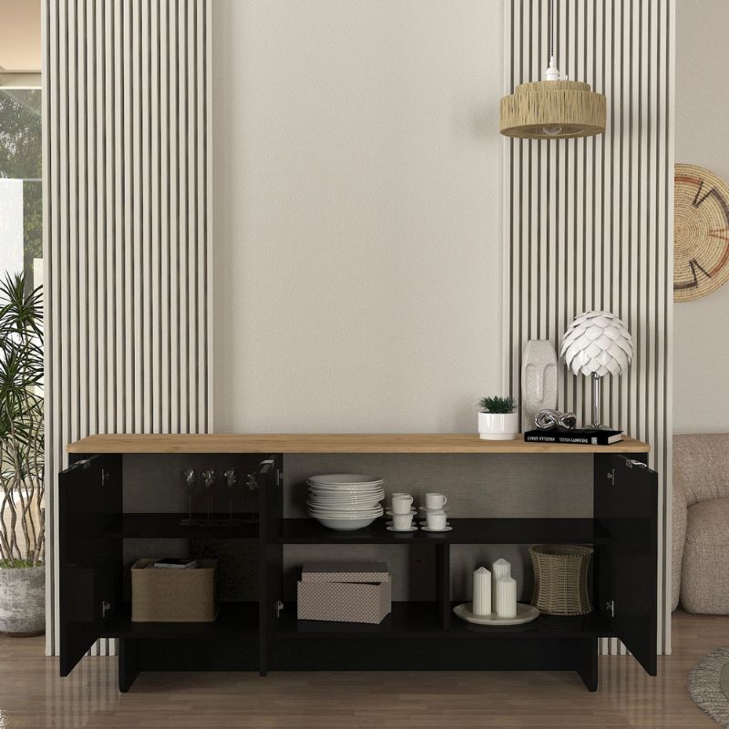 Μπουφές Bohema Megapap χρώμα μαύρο - sepet oak 180x47x76,6εκ. - Image 2