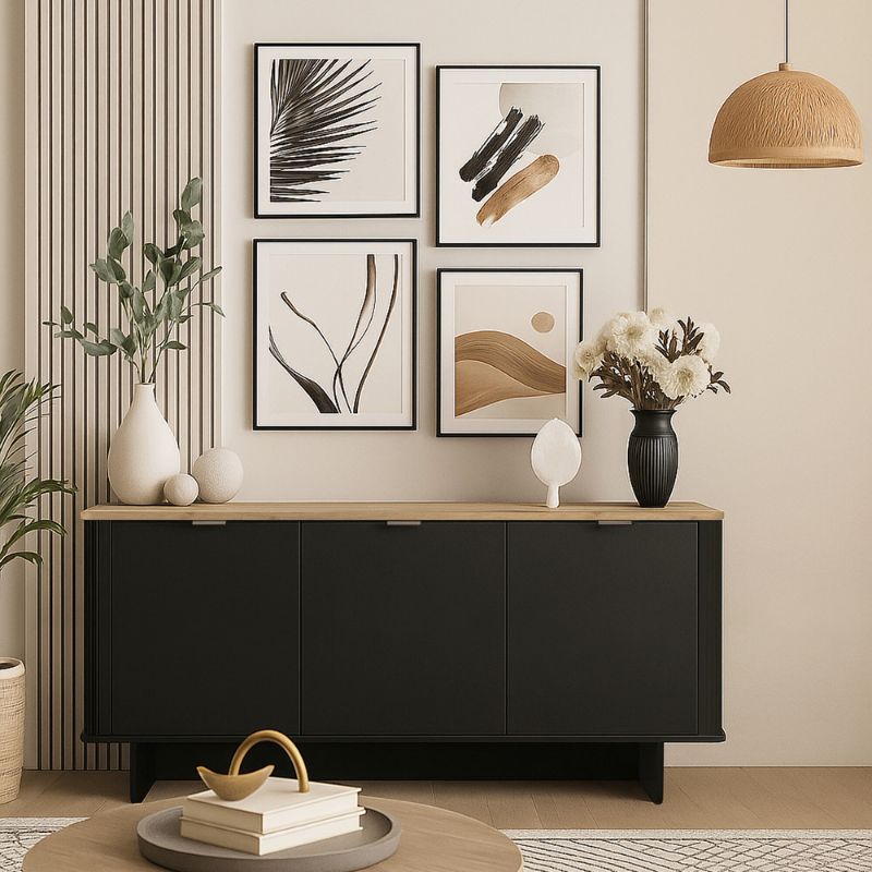 Μπουφές Bohema Megapap χρώμα μαύρο - sepet oak 180x47x76,6εκ. - Image 5