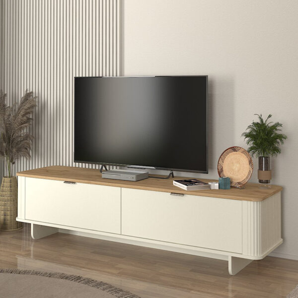 Έπιπλο τηλεόρασης Bohema Megapap χρώμα ivory – sepet oak 180x47x45,6εκ.