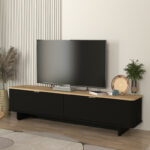 Έπιπλο τηλεόρασης Bohema Megapap χρώμα μαύρο – sepet oak 180x47x45,6εκ.