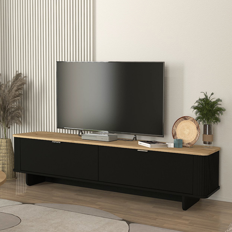 Έπιπλο τηλεόρασης Bohema Megapap χρώμα μαύρο – sepet oak 180x47x45,6εκ.