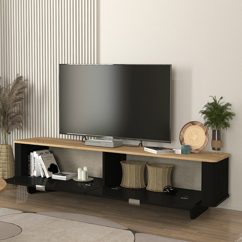 Έπιπλο τηλεόρασης Bohema Megapap χρώμα μαύρο - sepet oak 180x47x45,6εκ. - Image 2