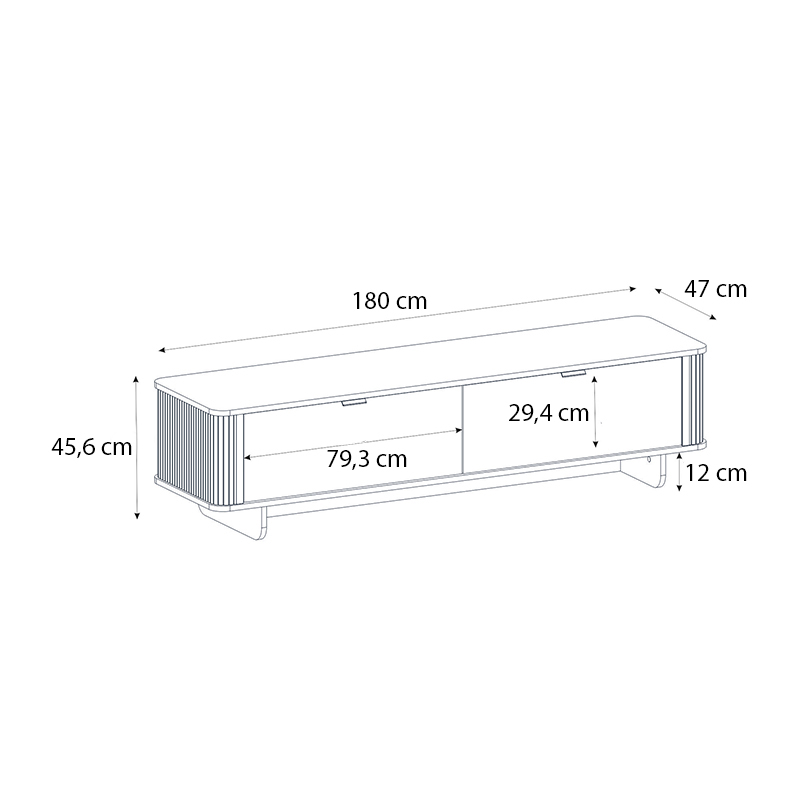Έπιπλο τηλεόρασης Bohema Megapap χρώμα μαύρο - sepet oak 180x47x45,6εκ. - Image 7