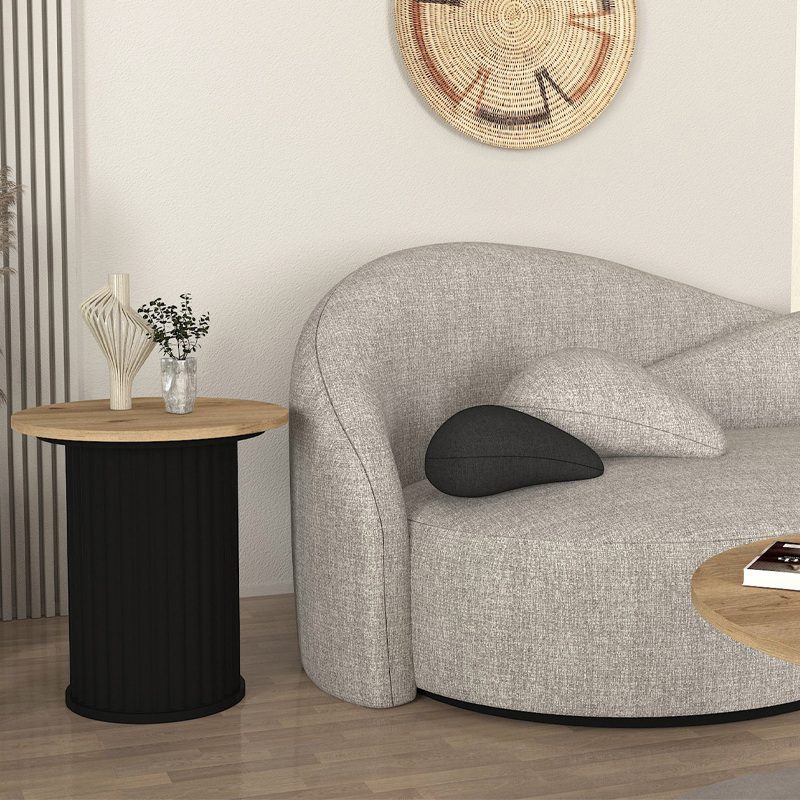 Τραπεζάκι βοηθητικό Bohema Megapap χρώμα μαύρο - sepet oak Ø50x53,2εκ. - Image 3