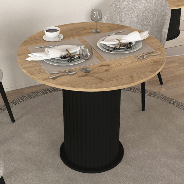 Τραπέζι Bohema Megapap χρώμα μαύρο – sepet oak Ø90×77,7εκ.