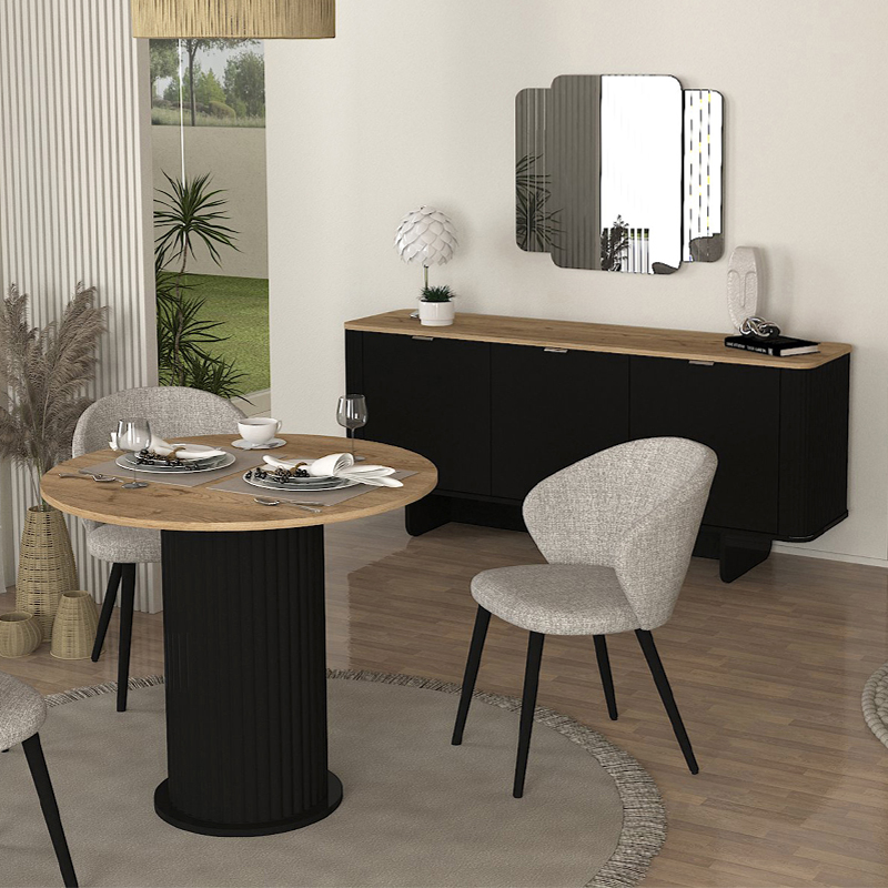 Τραπέζι Bohema Megapap χρώμα μαύρο - sepet oak Ø90x77,7εκ. - Image 3