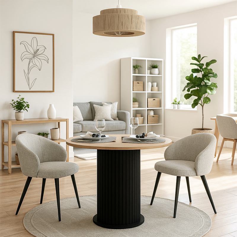 Τραπέζι Bohema Megapap χρώμα μαύρο - sepet oak Ø90x77,7εκ. - Image 4