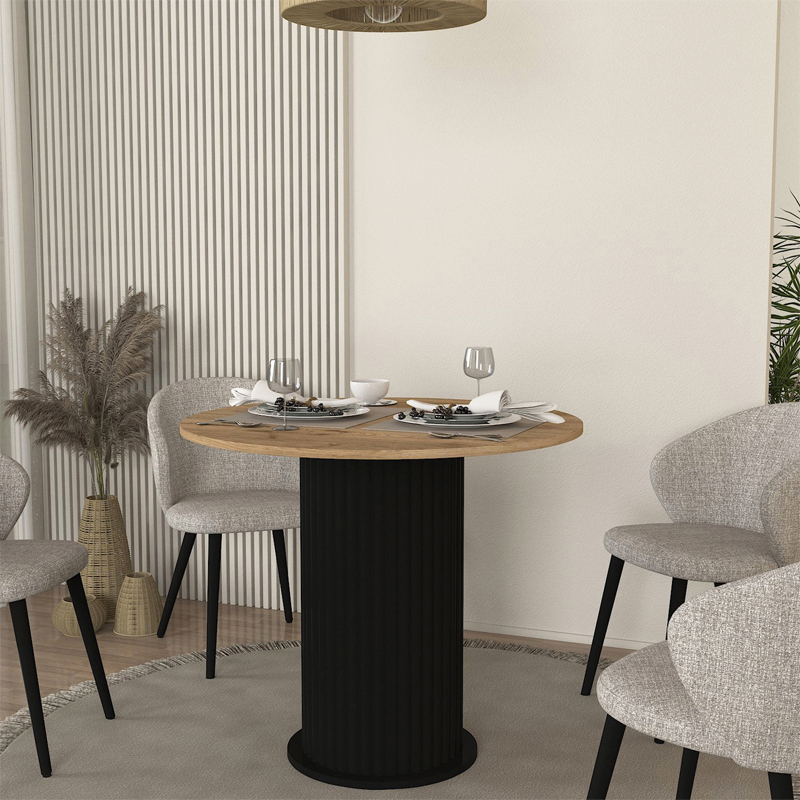 Τραπέζι Bohema Megapap χρώμα μαύρο - sepet oak Ø90x77,7εκ. - Image 6