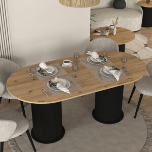 Τραπέζι Bohema Megapap χρώμα μαύρο - sepet oak 180x90x77,7εκ.