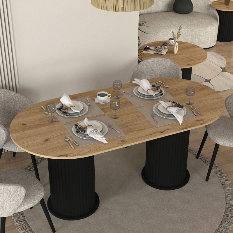 Τραπέζι Bohema Megapap χρώμα μαύρο – sepet oak 180x90x77,7εκ.