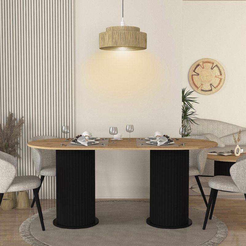 Τραπέζι Bohema Megapap χρώμα μαύρο - sepet oak 180x90x77,7εκ. - Image 2