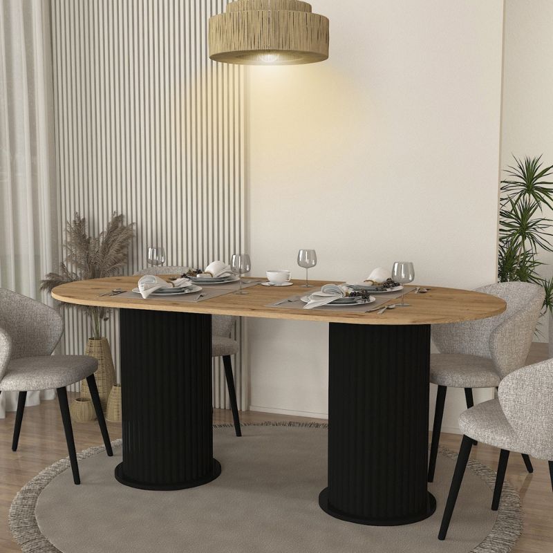 Τραπέζι Bohema Megapap χρώμα μαύρο - sepet oak 180x90x77,7εκ. - Image 3