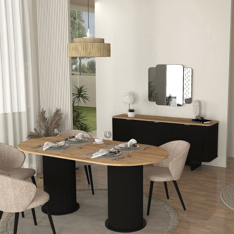 Τραπέζι Bohema Megapap χρώμα μαύρο - sepet oak 180x90x77,7εκ. - Image 4