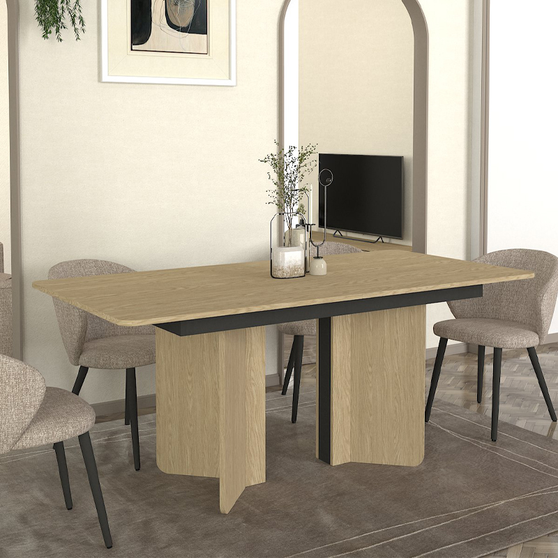 Τραπέζι Lava Megapap χρώμα rota oak – ανθρακί 180x90x76,8εκ.