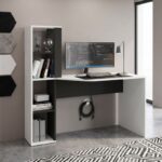 Γραφείο εργασίας Gemini Megapap χρώμα ανθρακί – λευκό 121,8×59,6×131,8εκ.