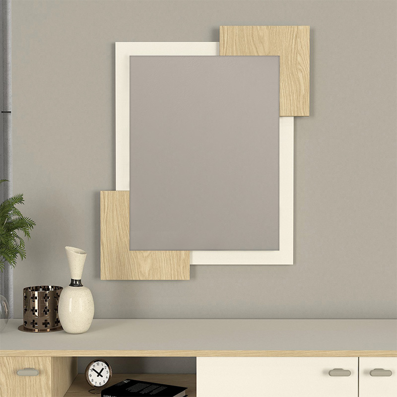 Καθρέπτης τοίχου Selinos Μegapap χρώμα sandstone – rota oak 65×2,2×85εκ.