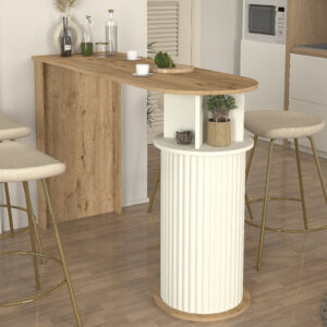 Τραπέζι μπαρ Bohema Megapap χρώμα sepet oak - ivory 150x51,6x101,8εκ.