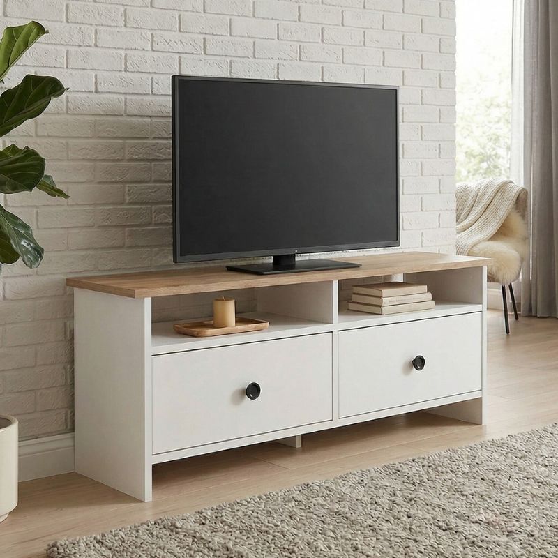 Έπιπλο τηλεόρασης Gradias Megapap χρώμα λευκό – sapphire oak 120×29,6×46,8εκ.