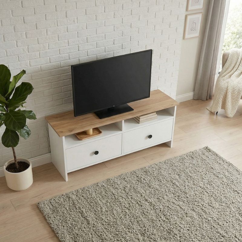 Έπιπλο τηλεόρασης Gradias Megapap χρώμα λευκό - sapphire oak 120x29,6x46,8εκ. - Image 2