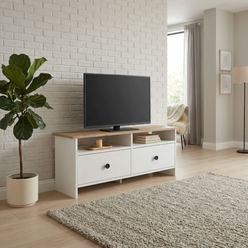 Έπιπλο τηλεόρασης Gradias Megapap χρώμα λευκό - sapphire oak 120x29,6x46,8εκ. - Image 3