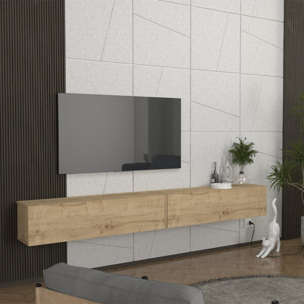 Έπιπλο τηλεόρασης επιτοίχιο Espanse Megapap χρώμα sapphire oak 241,8×31,7×30εκ.