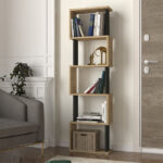 Βιβλιοθήκη Alvina Megapap χρώμα sapphire oak – ανθρακί 45×19,6×158,8εκ.