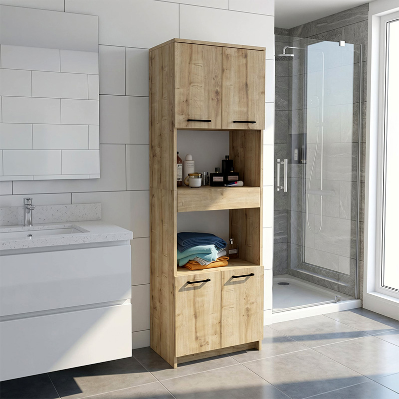Ντουλάπι κουζίνας - μπάνιου Alvento Megapap χρώμα sapphire oak 60x42x180εκ. - Image 3