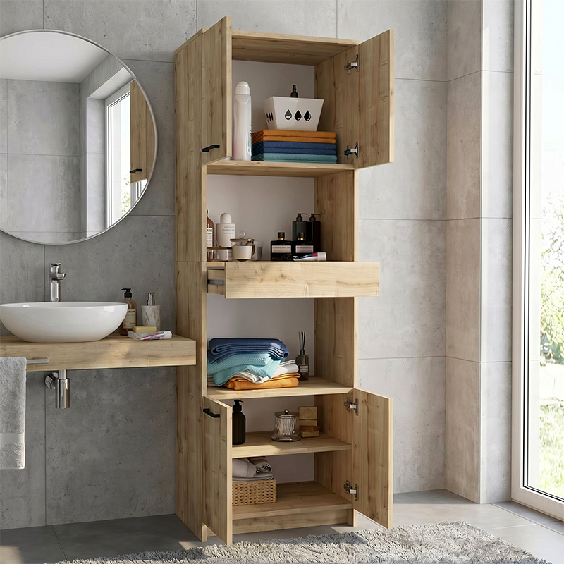 Ντουλάπι κουζίνας - μπάνιου Alvento Megapap χρώμα sapphire oak 60x42x180εκ. - Image 4