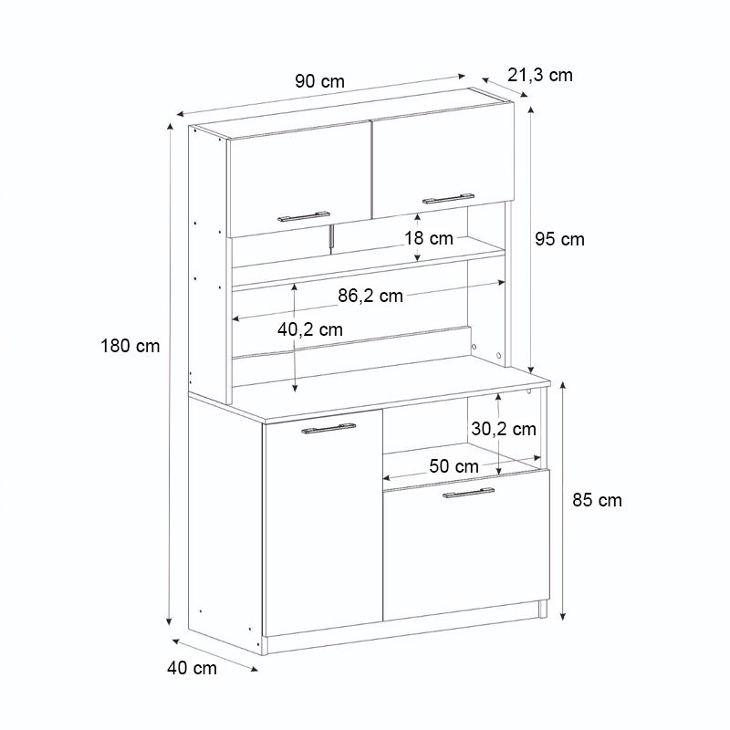 Έπιπλο κουζίνας Tuco 2 Megapap χρώμα sapphire oak 90x40x180εκ. - Image 9