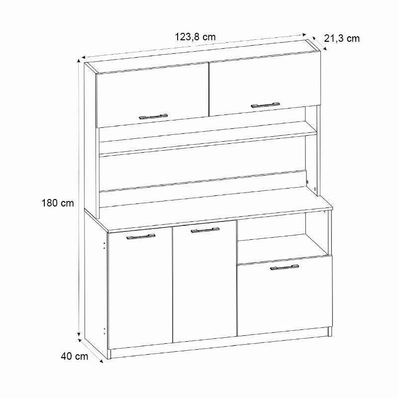 Έπιπλο κουζίνας Tuco 3 Megapap χρώμα λευκό 123,8x40x180εκ. - Image 7
