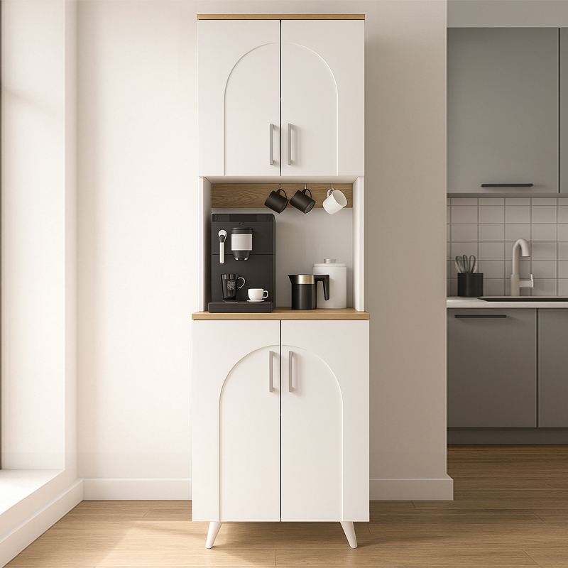Έπιπλο κουζίνας Kalira 2 Megapap χρώμα λευκό - rota oak 60x40x196εκ. - Image 3