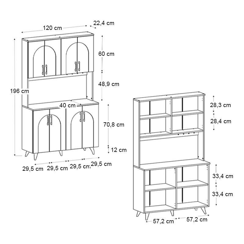 Έπιπλο κουζίνας Kalira 4 Megapap χρώμα λευκό - rota oak 120x40x196εκ. - Image 6