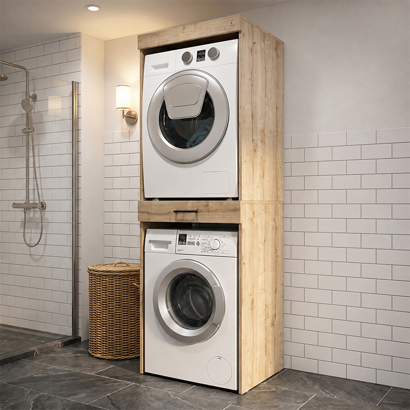 Έπιπλο πλυντηρίου - στεγνωτηρίου Fika Megapap χρώμα sapphire oak 67x61,8x198,5εκ. - Image 2