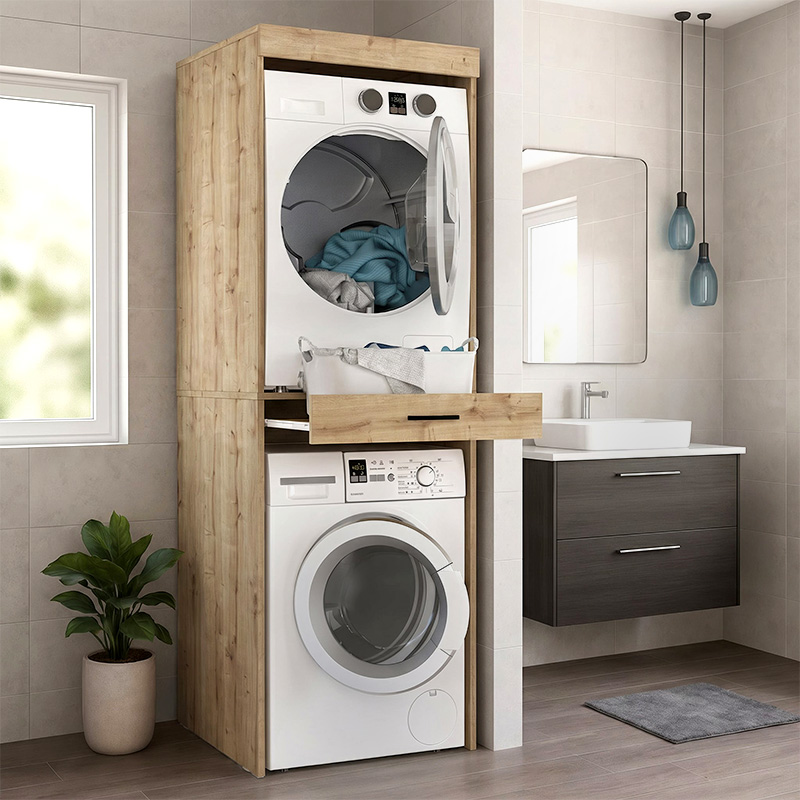 Έπιπλο πλυντηρίου - στεγνωτηρίου Fika Megapap χρώμα sapphire oak 67x61,8x198,5εκ. - Image 3