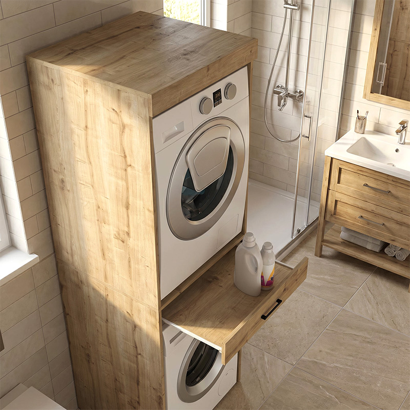 Έπιπλο πλυντηρίου - στεγνωτηρίου Fika Megapap χρώμα sapphire oak 67x61,8x198,5εκ. - Image 5